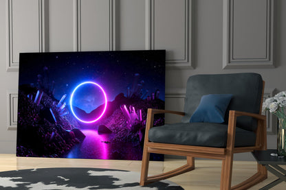 Neon Circle Dreamscape Glass Wall Art