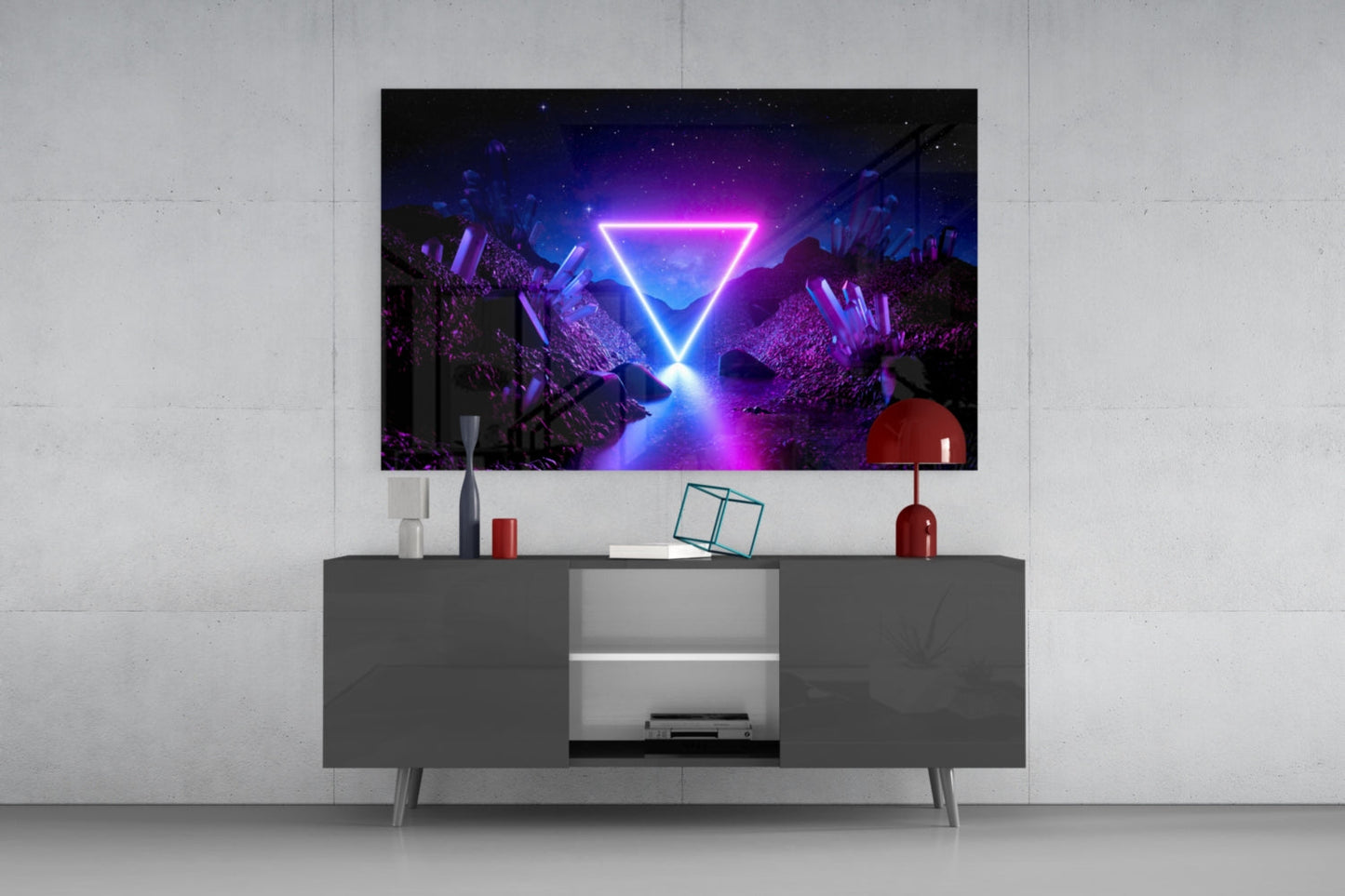 Neon Triangle Dreamscape Glass Wall Art