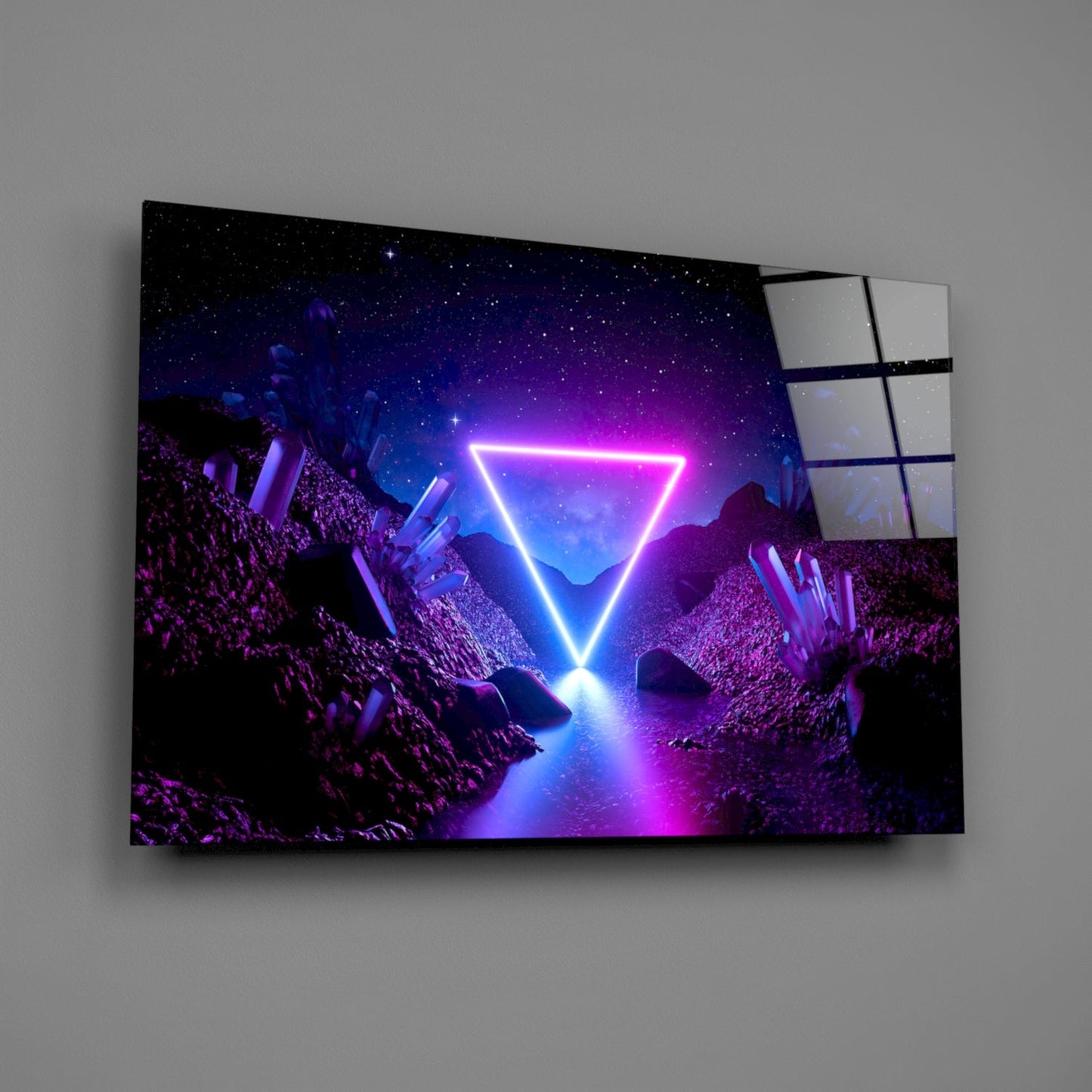 Neon Triangle Dreamscape Glass Wall Art