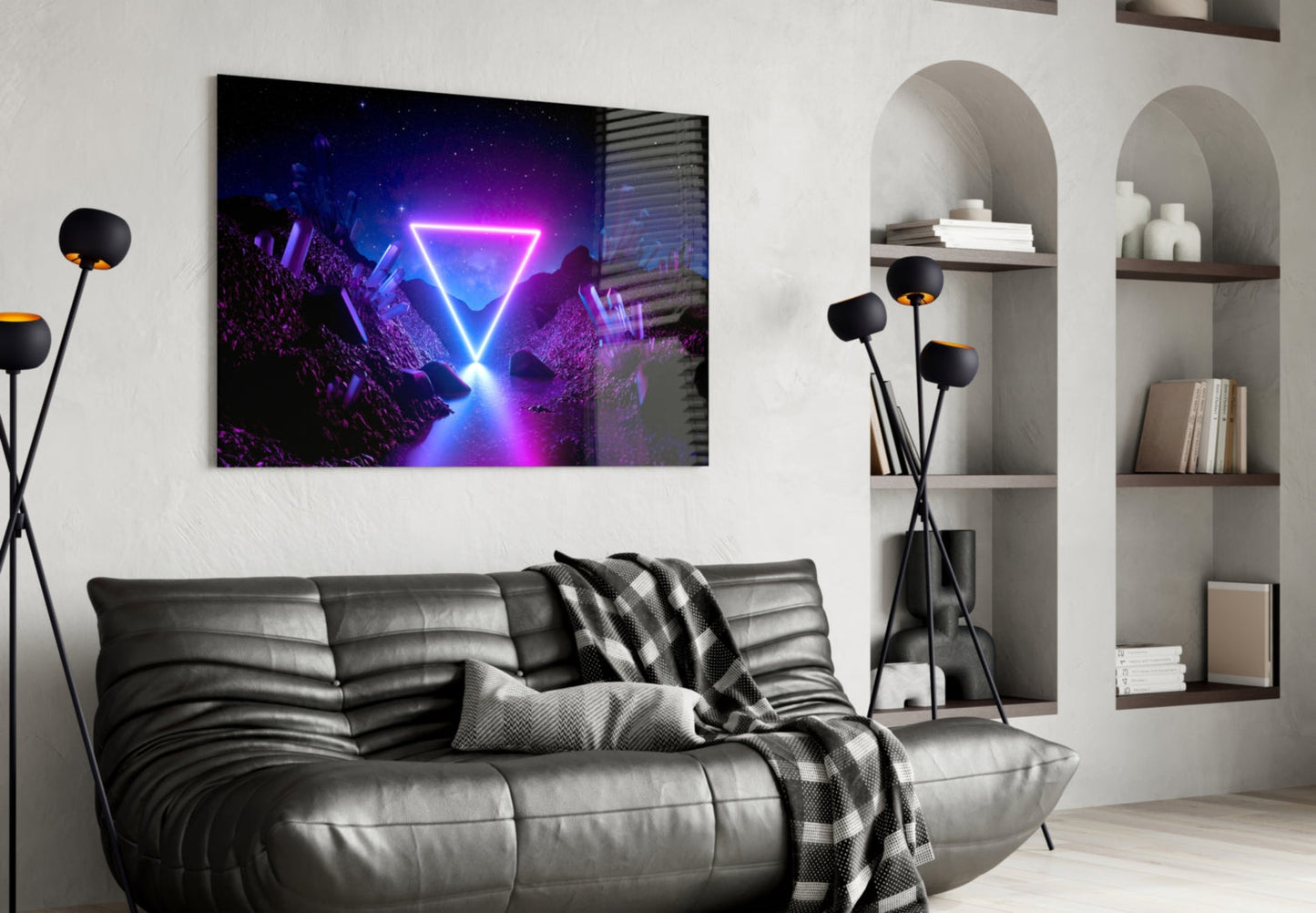 Neon Triangle Dreamscape Glass Wall Art