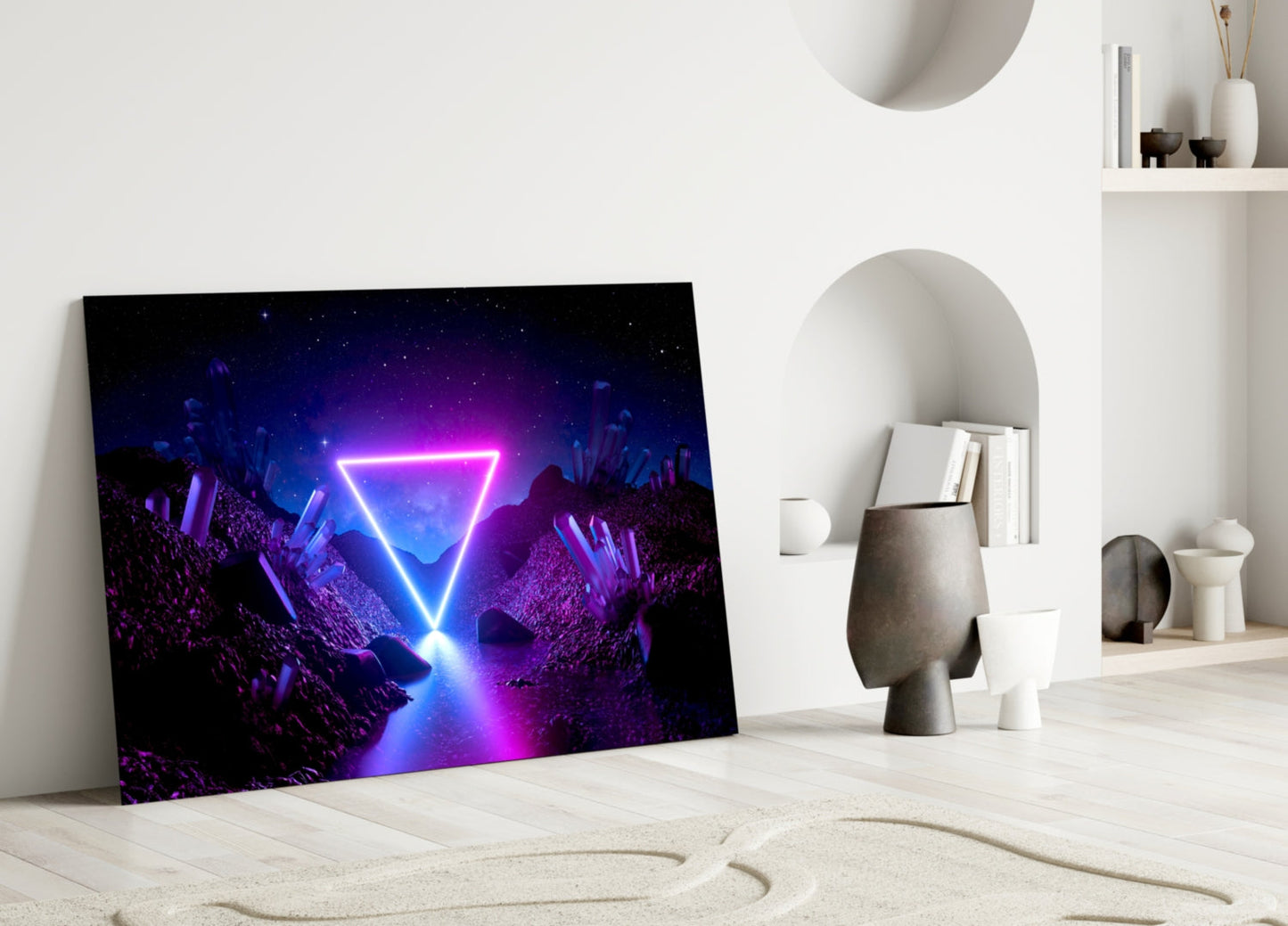 Neon Triangle Dreamscape Glass Wall Art
