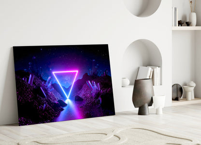Neon Triangle Dreamscape Glass Wall Art