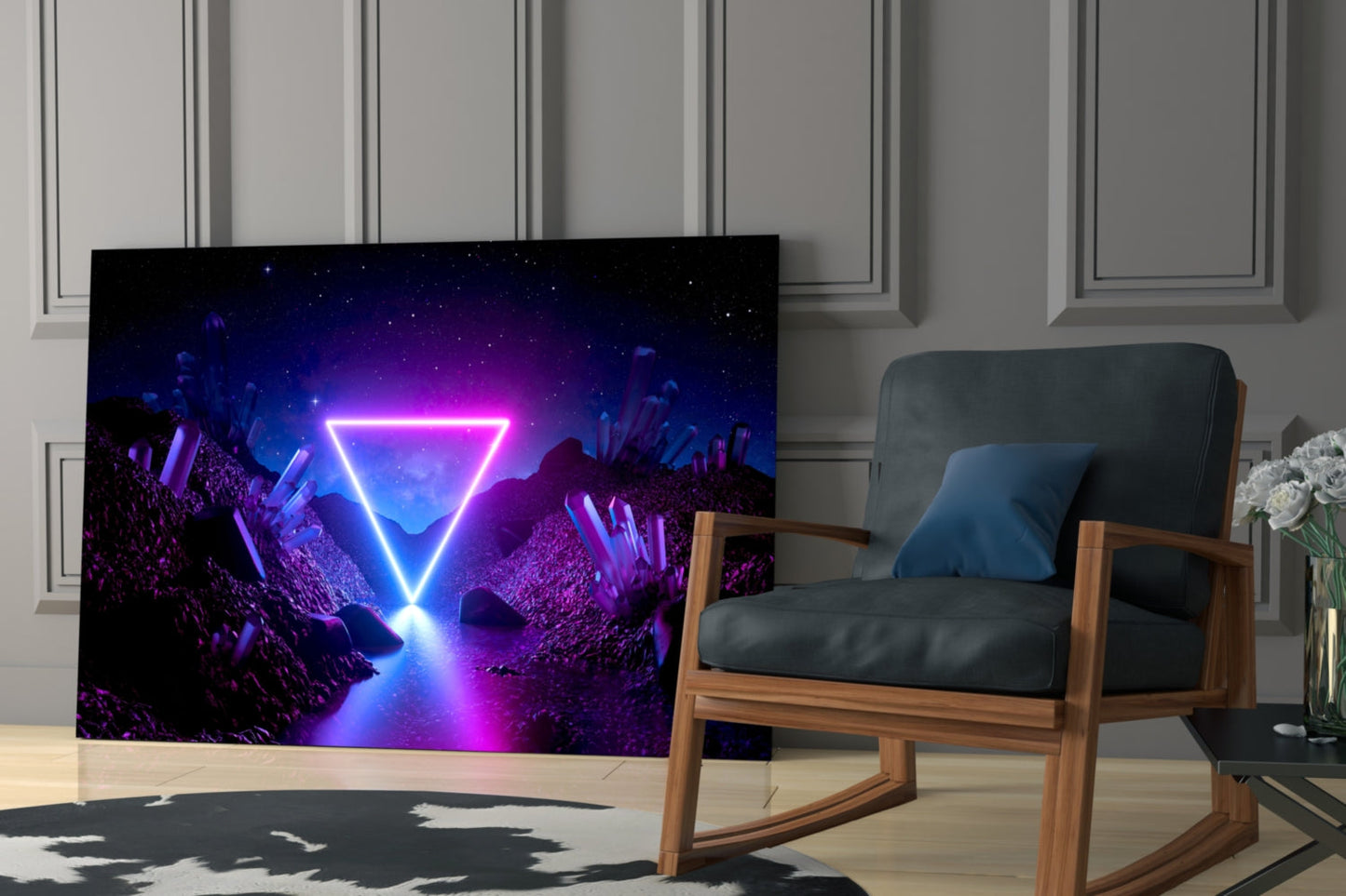 Neon Triangle Dreamscape Glass Wall Art