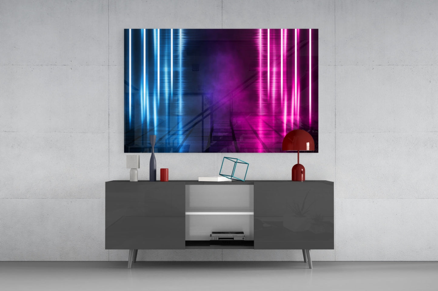 Neon Stage Corridor Glass Wall Art