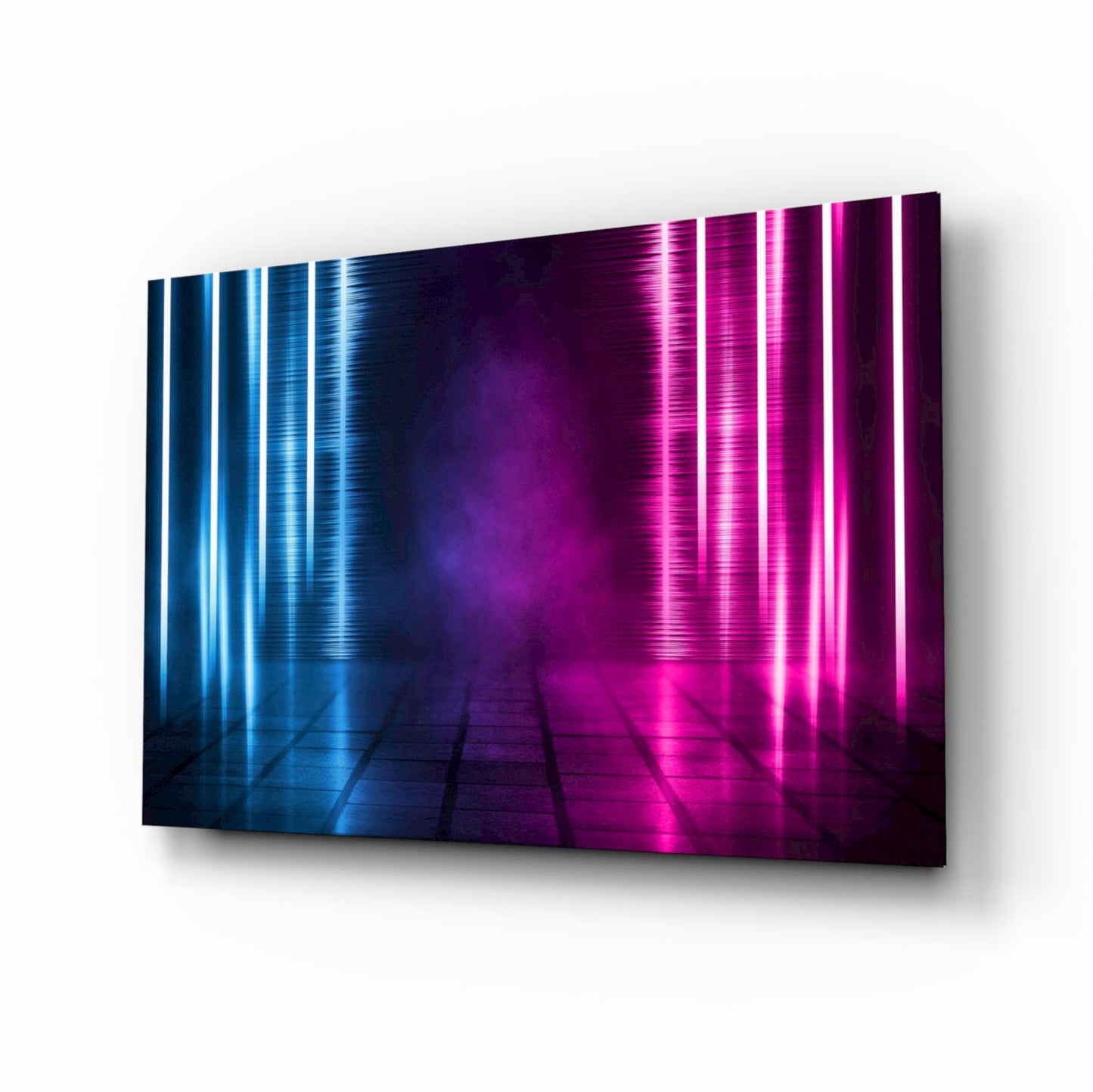 Neon stage corridor glass wall art