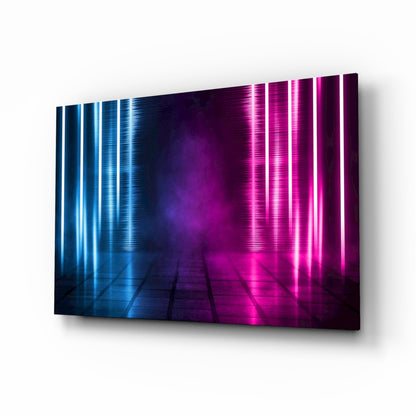 Neon stage corridor glass wall art