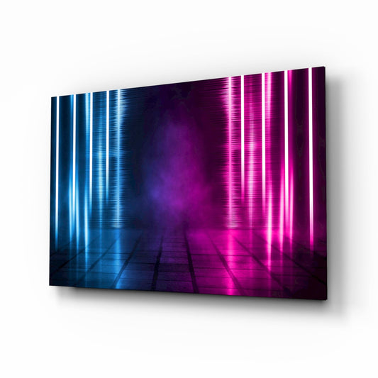 Neon stage corridor glass wall art