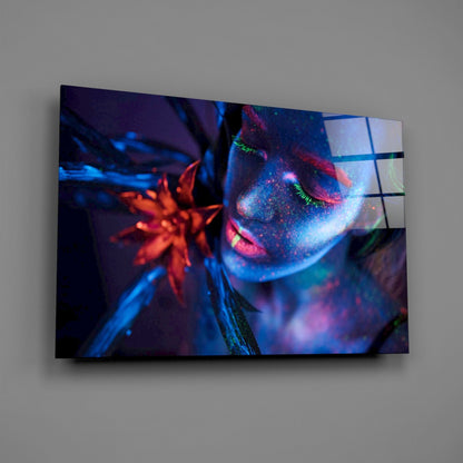 Woman In Blacklight Glass Wall Art