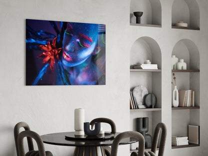 Woman In Blacklight Glass Wall Art