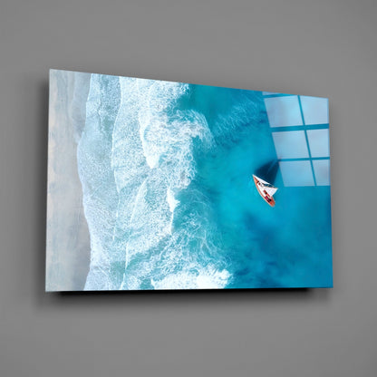 Oceanside Sailboat Glass Wall Art