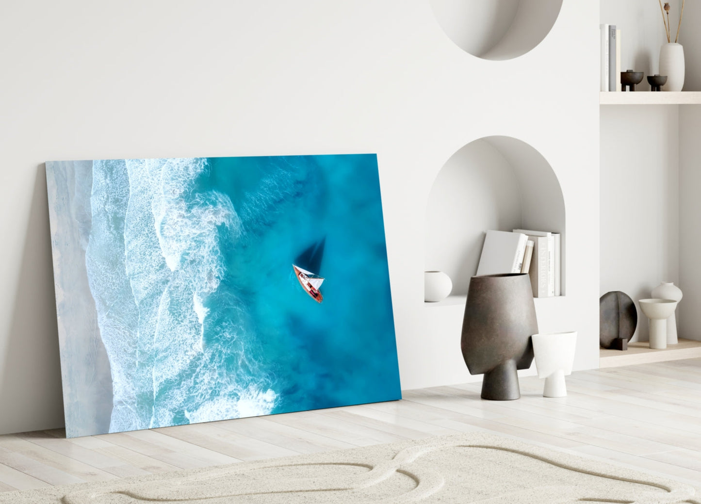 Oceanside Sailboat Glass Wall Art
