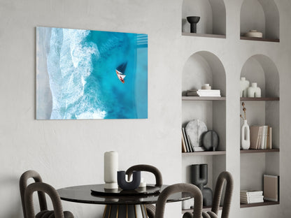 Oceanside Sailboat Glass Wall Art