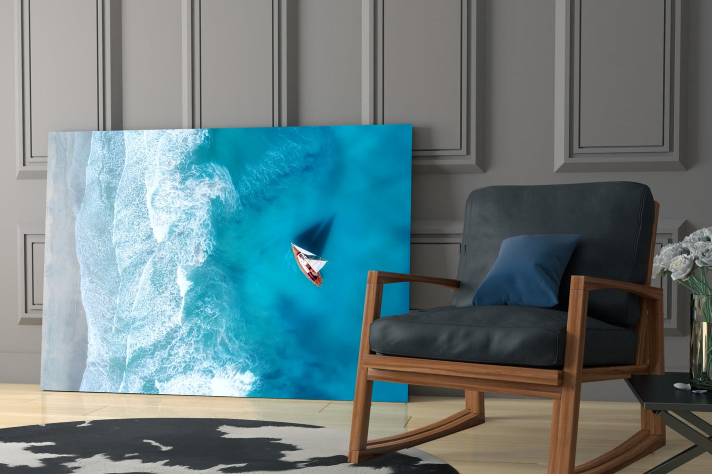 Oceanside Sailboat Glass Wall Art