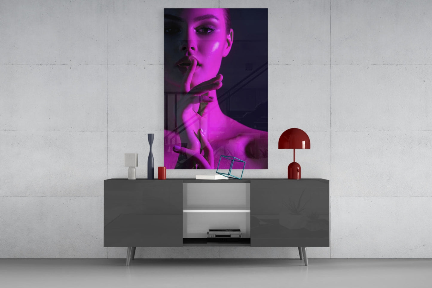 Woman In Magenta Glass Wall Art
