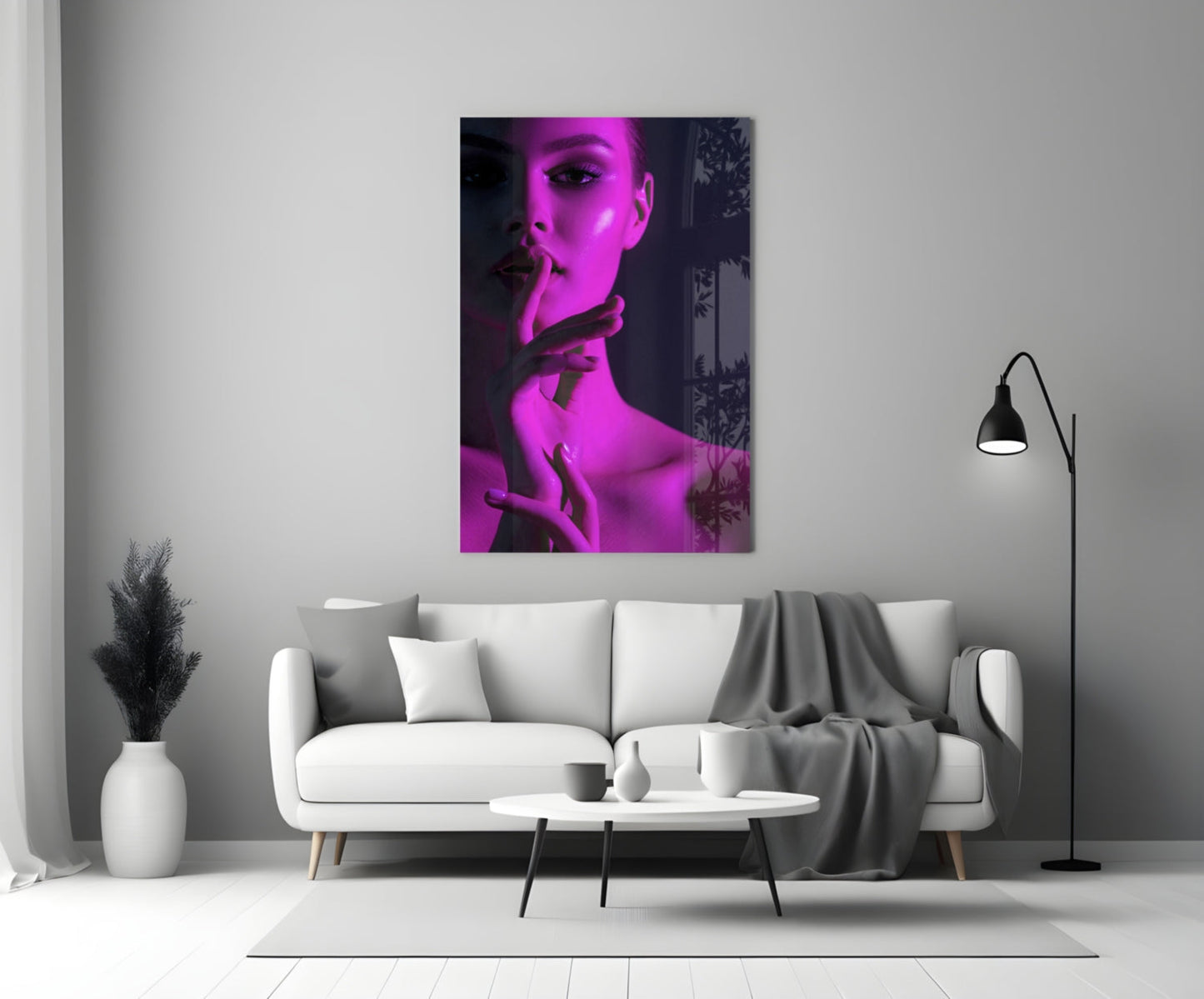 Woman In Magenta Glass Wall Art