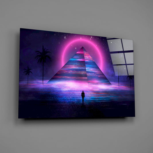 Synthwave Pyramid Glass Wall Art
