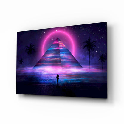 Synthwave pyramid glass wall art