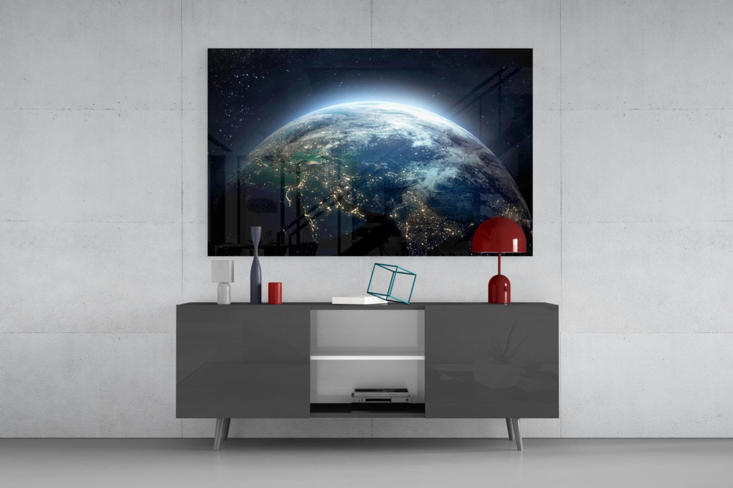 Earth at Night Glass Wall Art