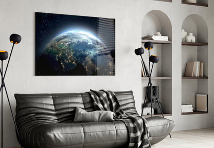 Earth at Night Glass Wall Art