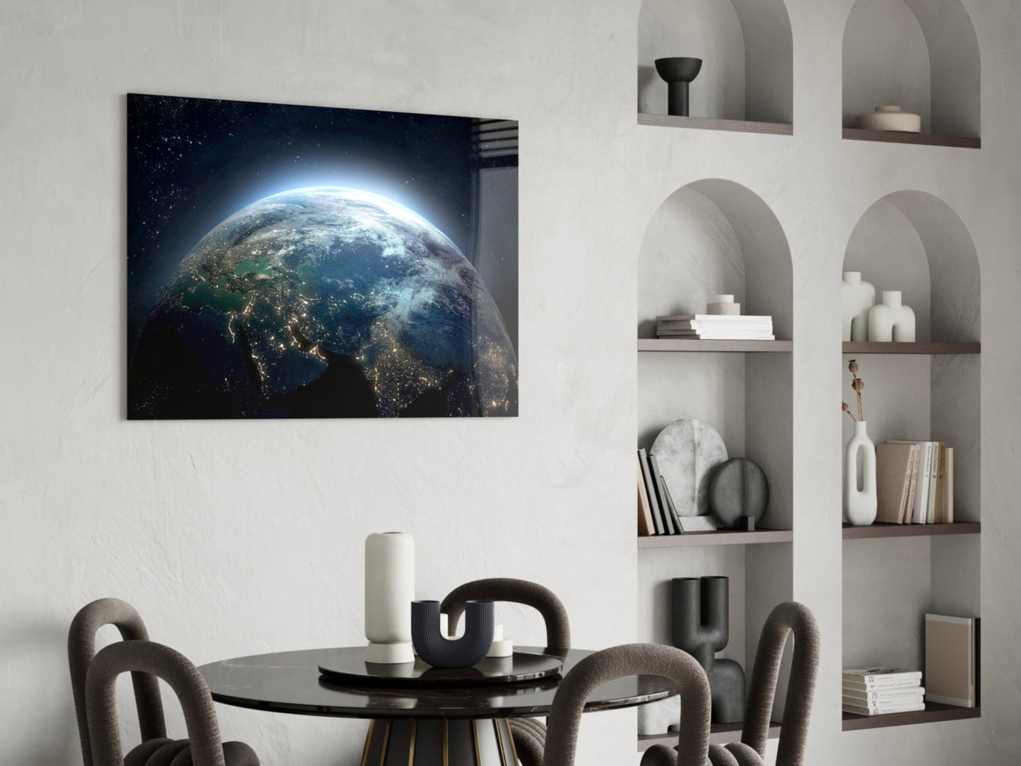 Earth at Night Glass Wall Art