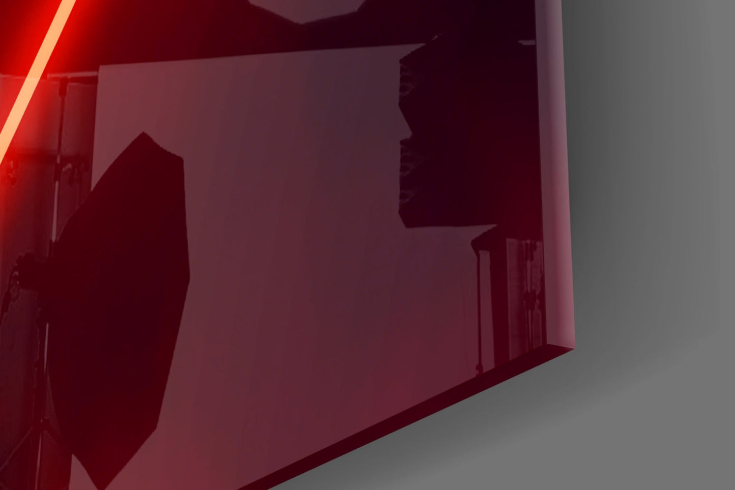 Scarlet Neon Triangle Glass Wall Art