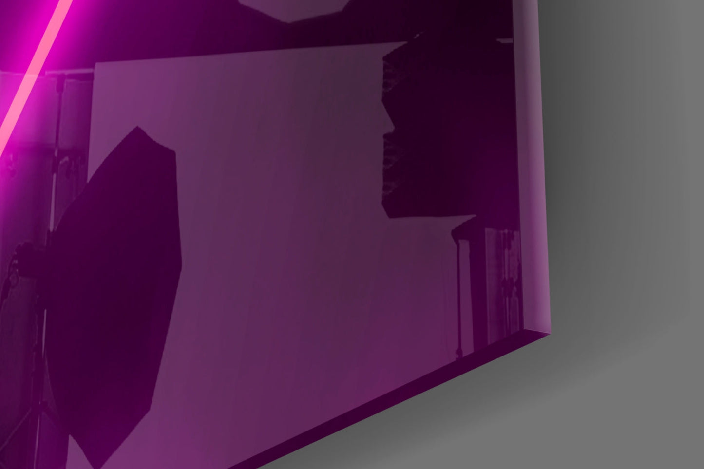 Magenta Neon Triangle Glass Wall Art