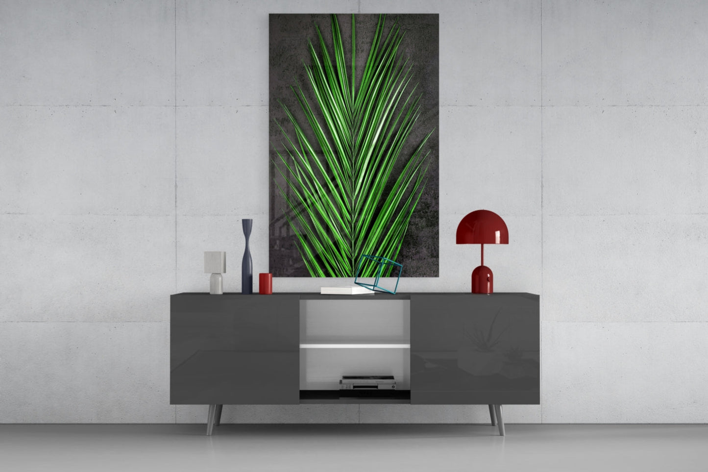 Areca Bunch Emerald Glass Wall Art