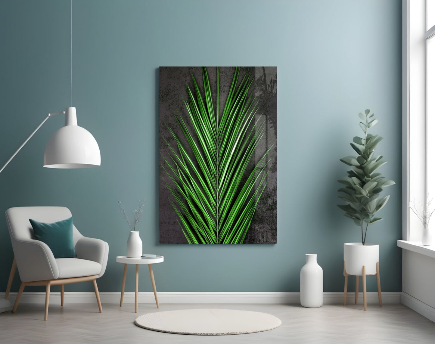 Areca Bunch Emerald Glass Wall Art