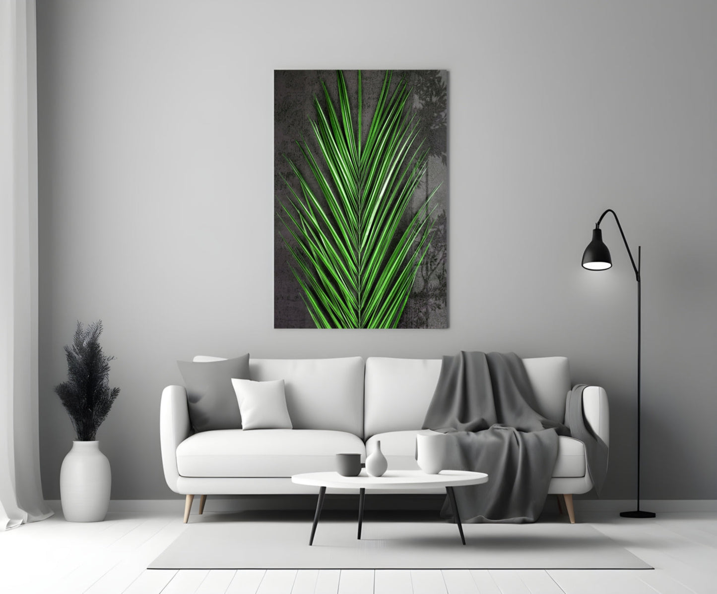 Areca Bunch Emerald Glass Wall Art