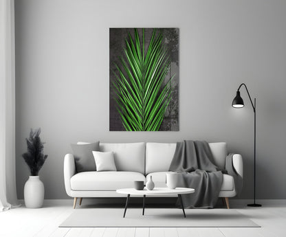 Areca Bunch Emerald Glass Wall Art