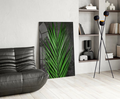 Areca Bunch Emerald Glass Wall Art
