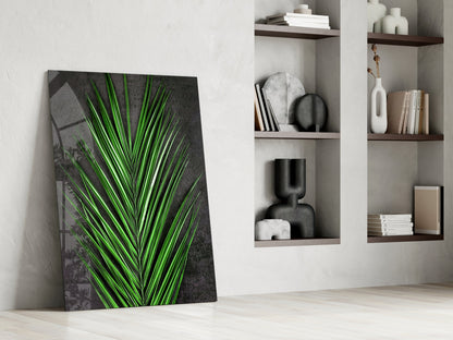 Areca Bunch Emerald Glass Wall Art