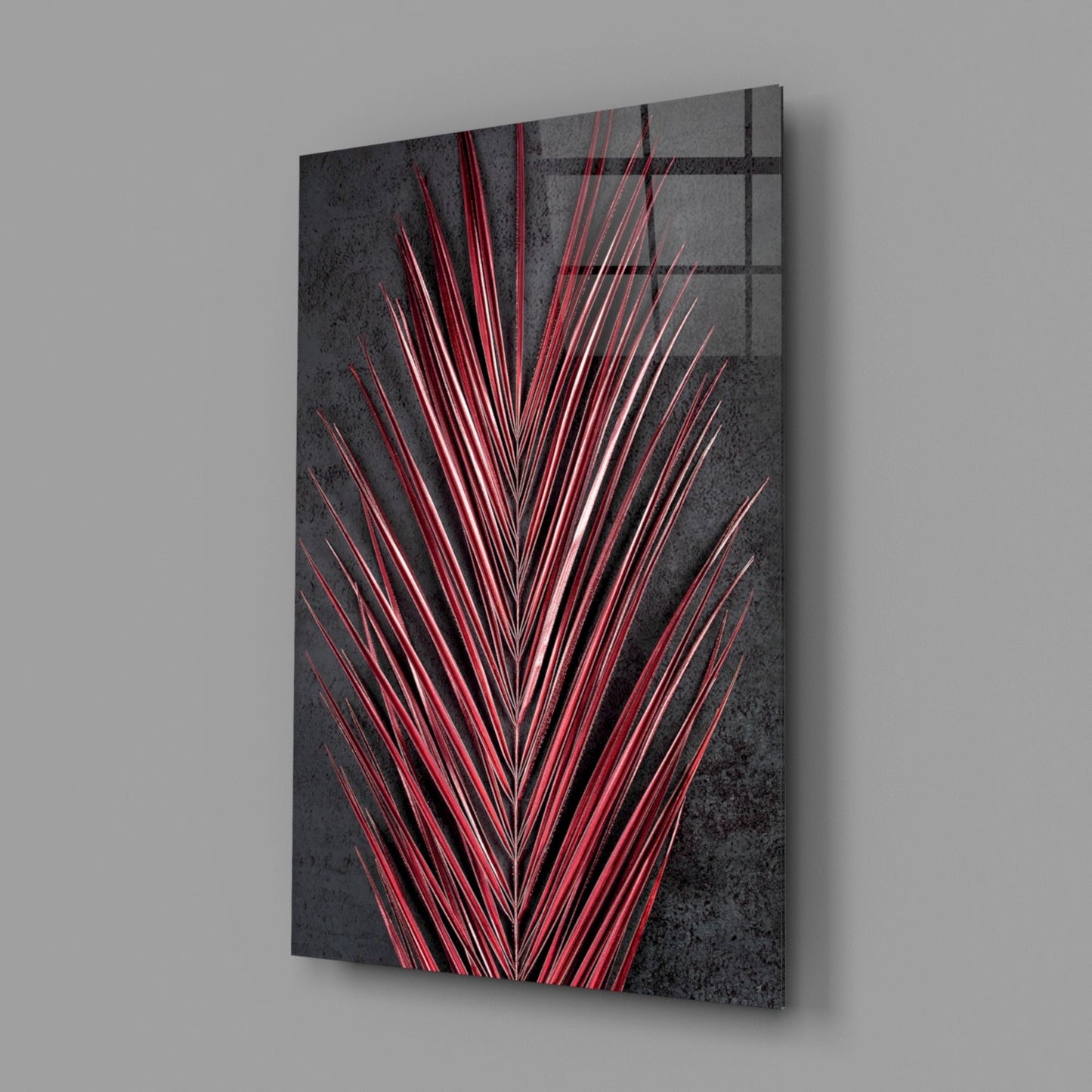 Areca Bunch Crimson Glass Wall Art