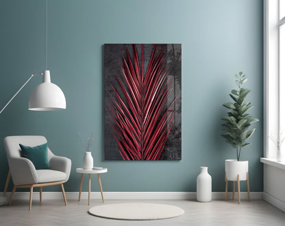 Areca Bunch Crimson Glass Wall Art