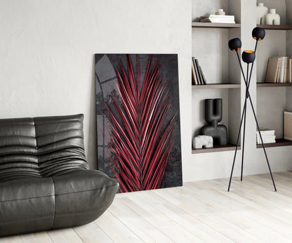 Areca Bunch Crimson Glass Wall Art