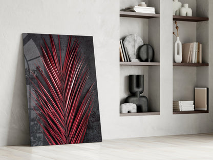 Areca Bunch Crimson Glass Wall Art