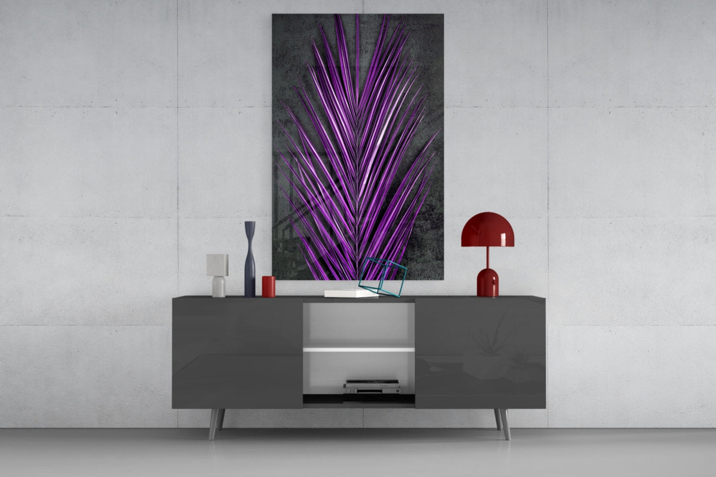 Areca Bunch Violet Glass Wall Art