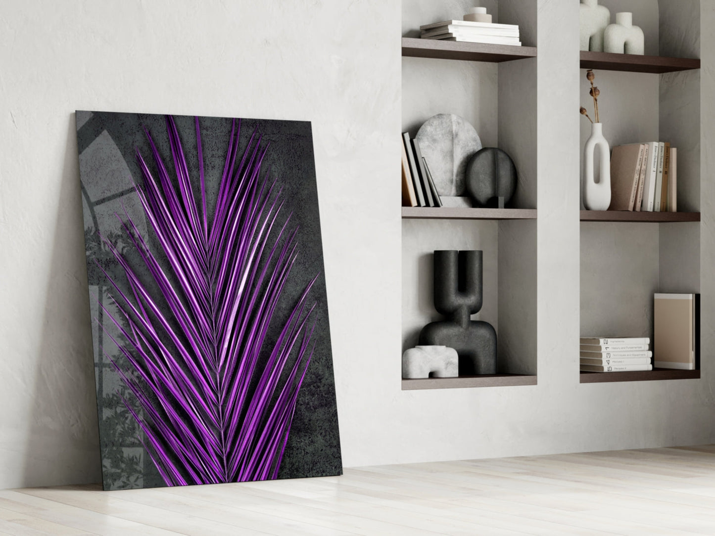 Areca Bunch Violet Glass Wall Art