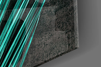 Areca Bunch Teal Glass Wall Art