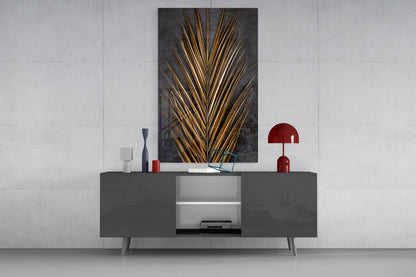 Areca Bunch Saffron Glass Wall Art