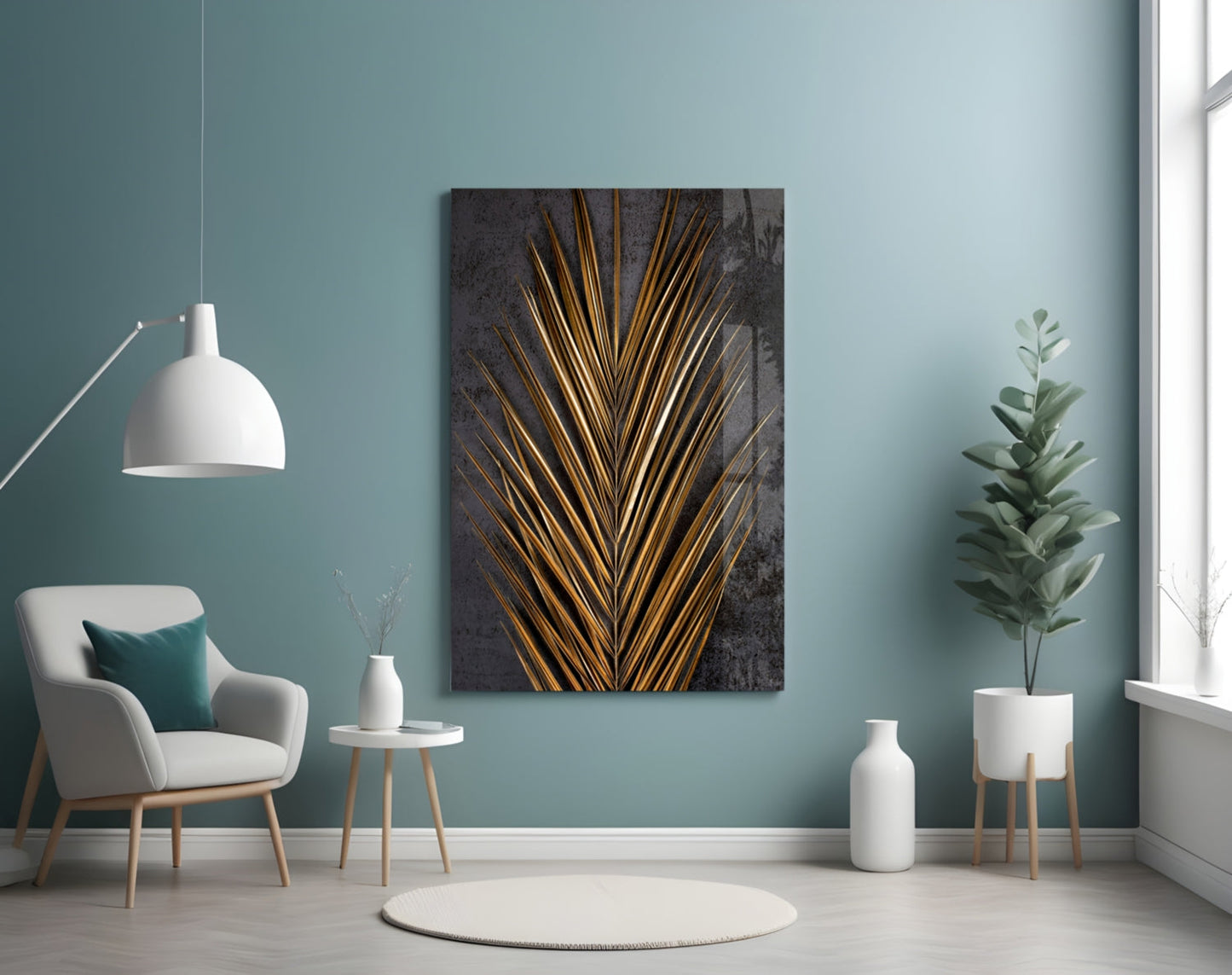 Areca Bunch Saffron Glass Wall Art