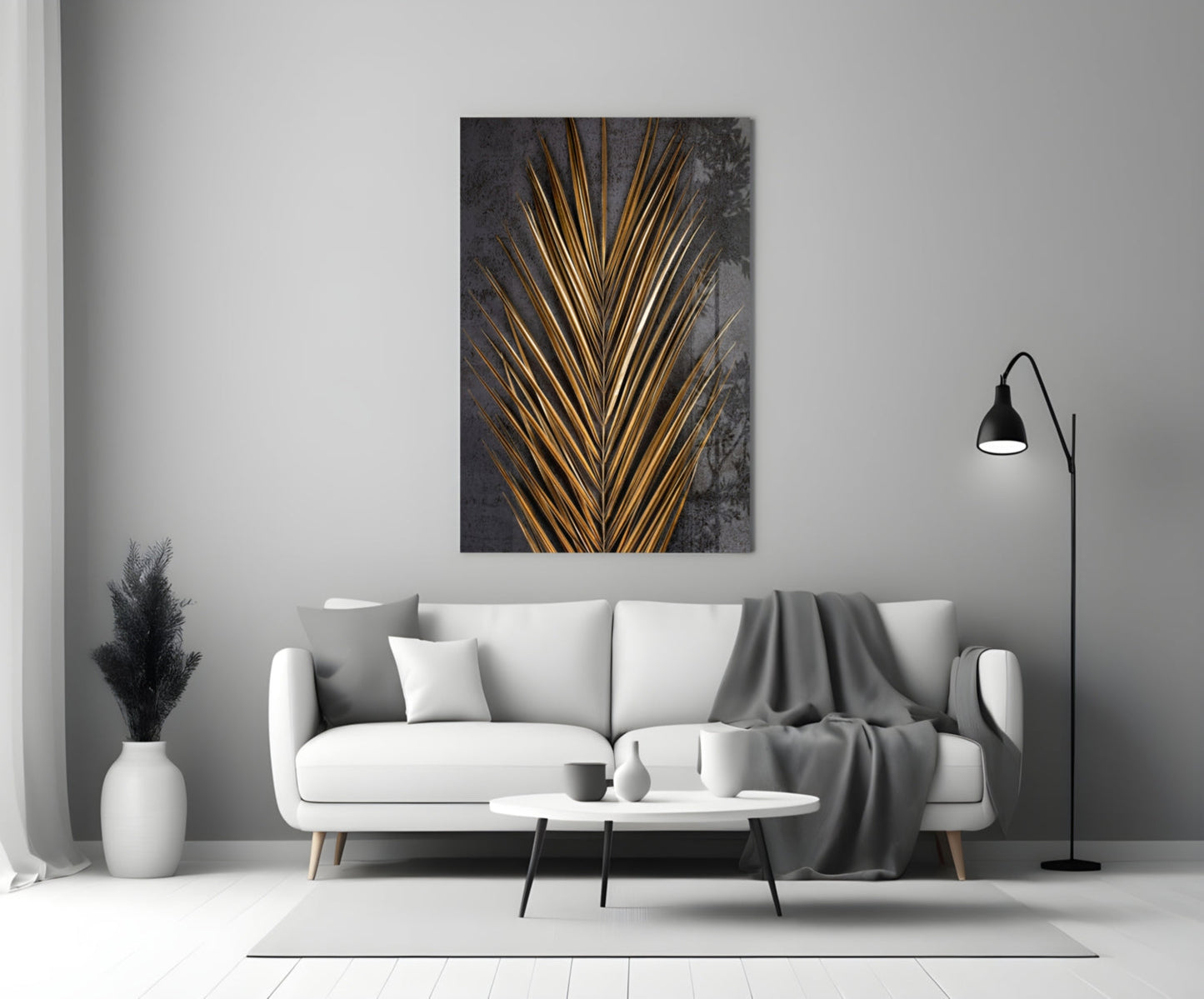 Areca Bunch Saffron Glass Wall Art