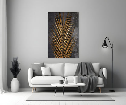 Areca Bunch Saffron Glass Wall Art