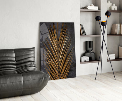 Areca Bunch Saffron Glass Wall Art