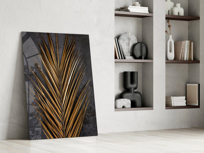 Areca Bunch Saffron Glass Wall Art