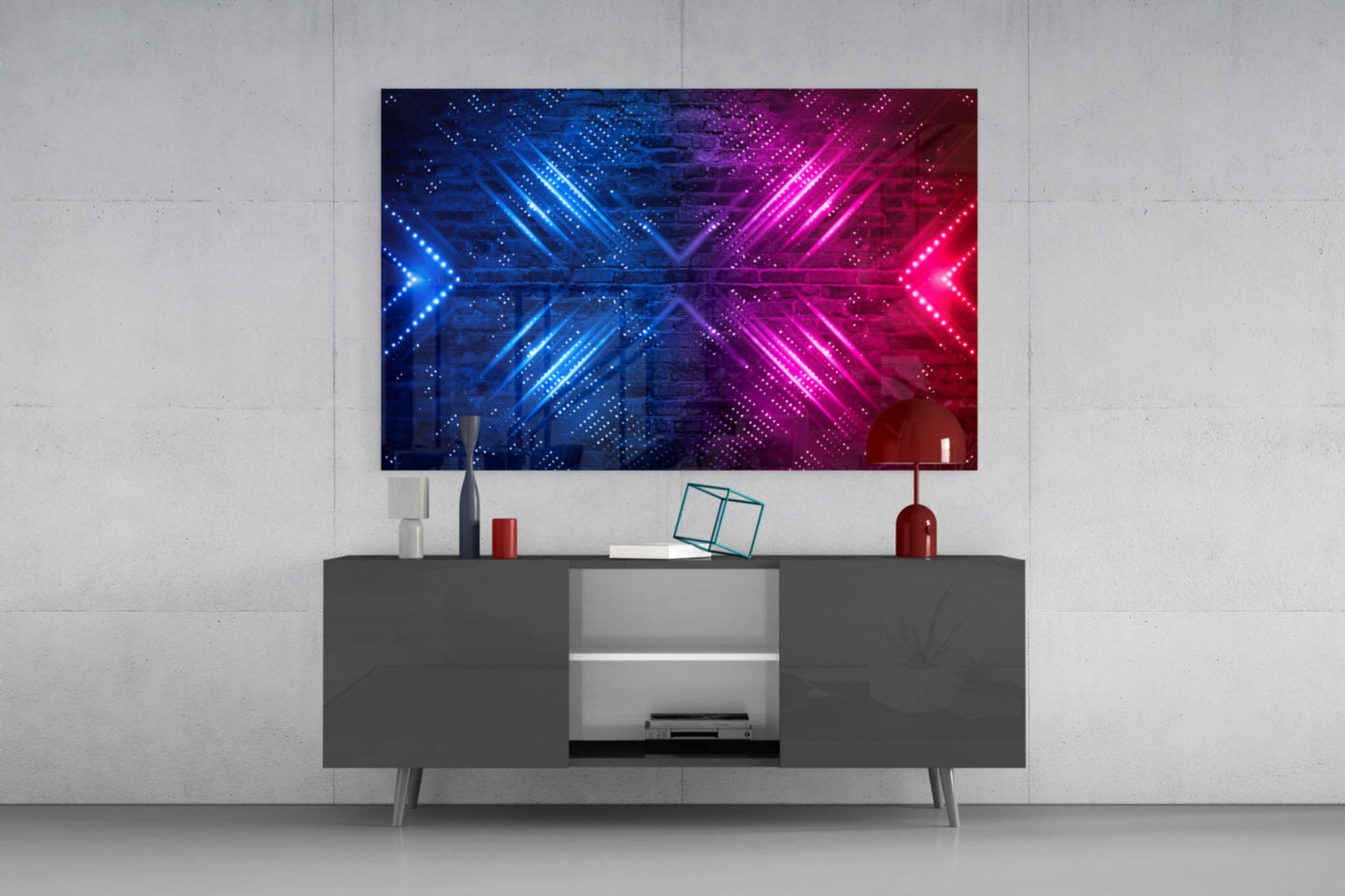 Neon Chevron Clash Glass Wall Art