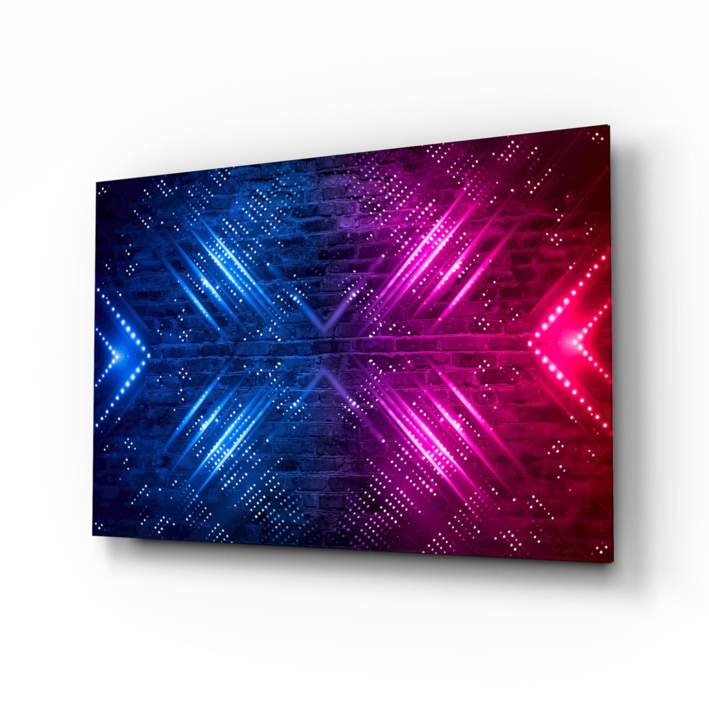 Neon chevron clash glass wall art