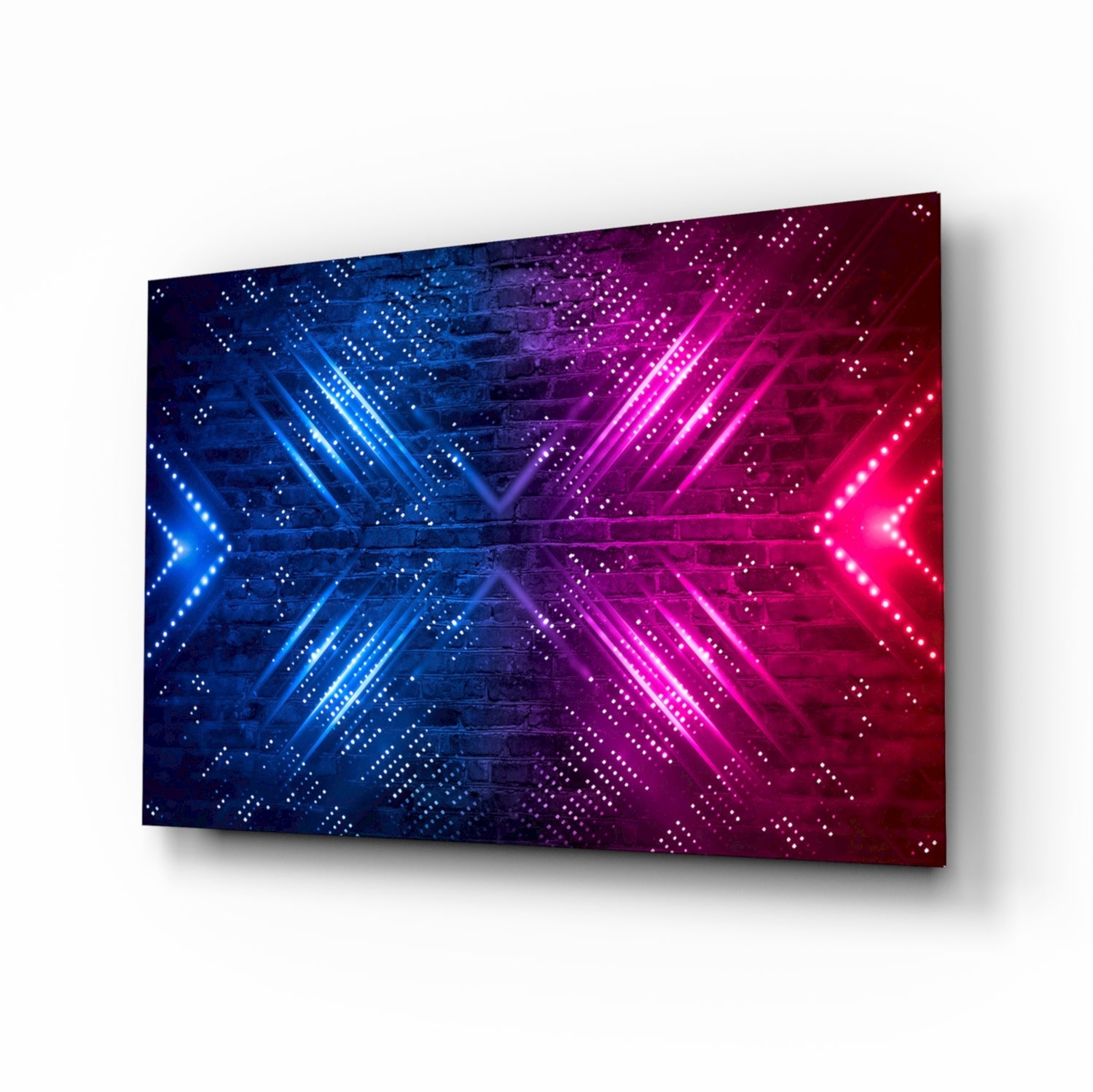 Neon chevron clash glass wall art