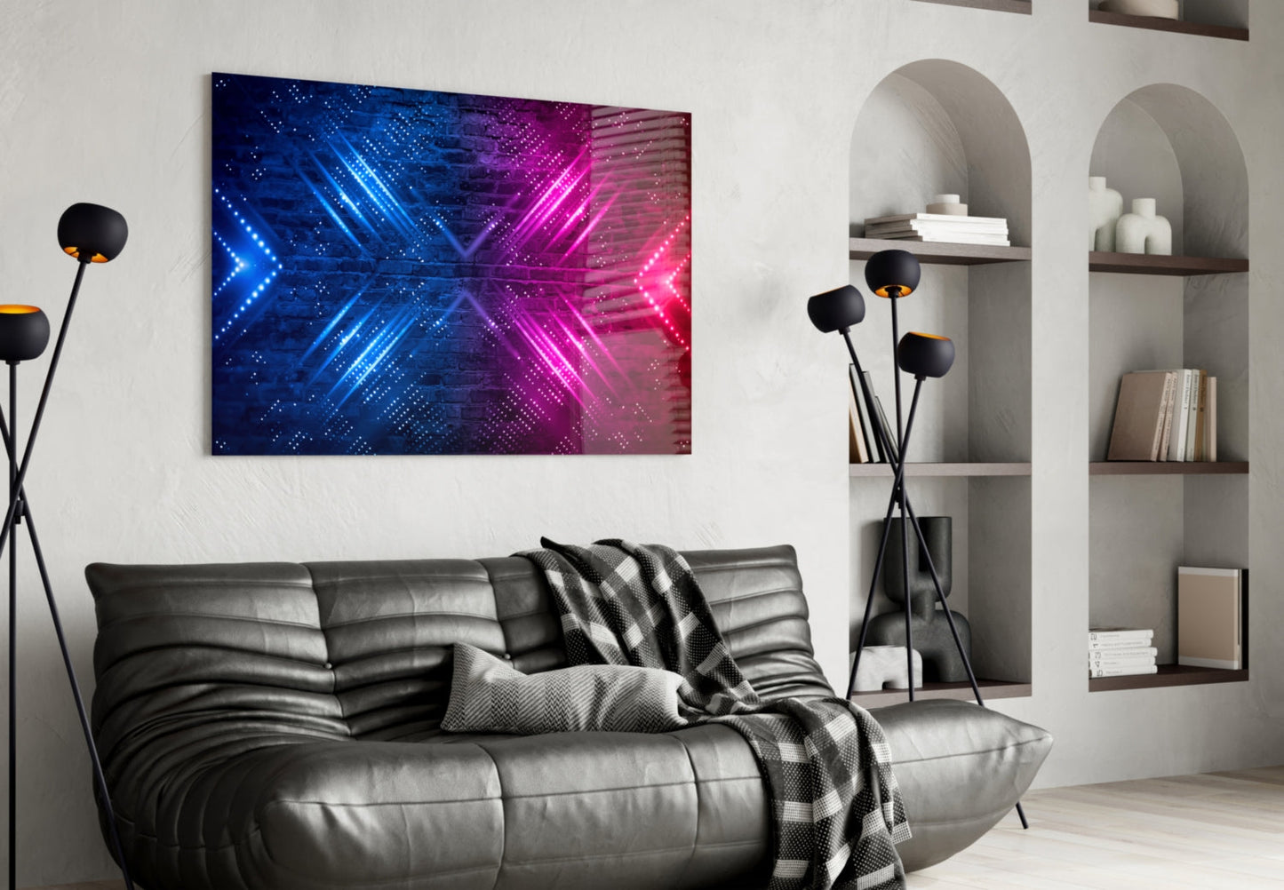 Neon Chevron Clash Glass Wall Art