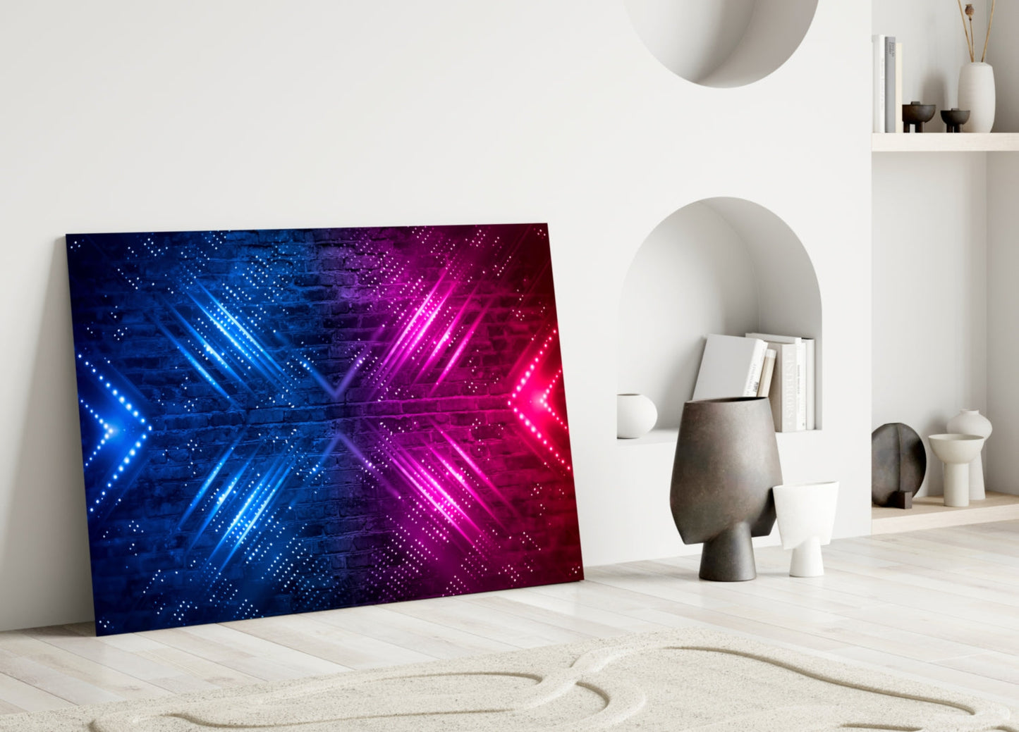 Neon Chevron Clash Glass Wall Art